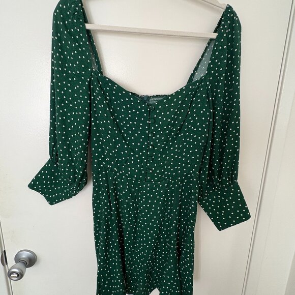 REFORMATION GREEN POLKA DOT LUMIERE DRESS - Picture 2 of 4